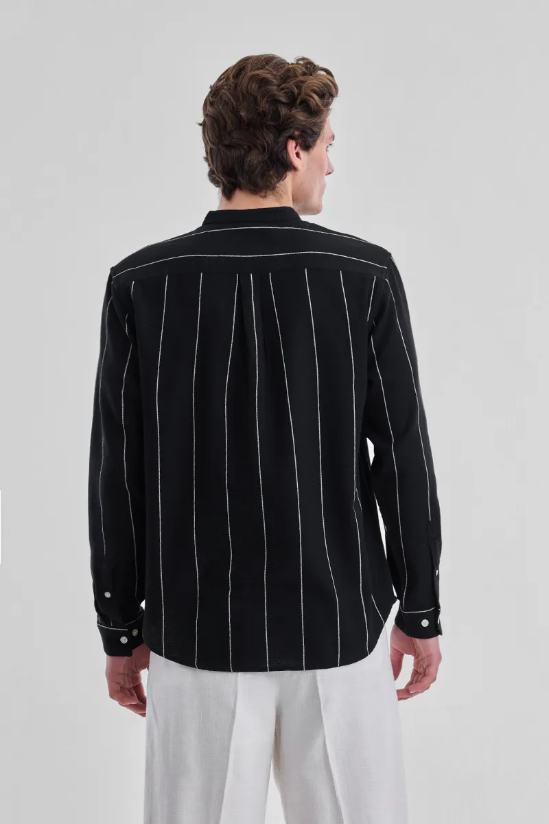 Mandarin Stripes Kurta Shirt - 2