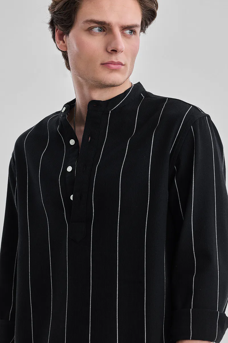 Mandarin Stripes Kurta Shirt - 3